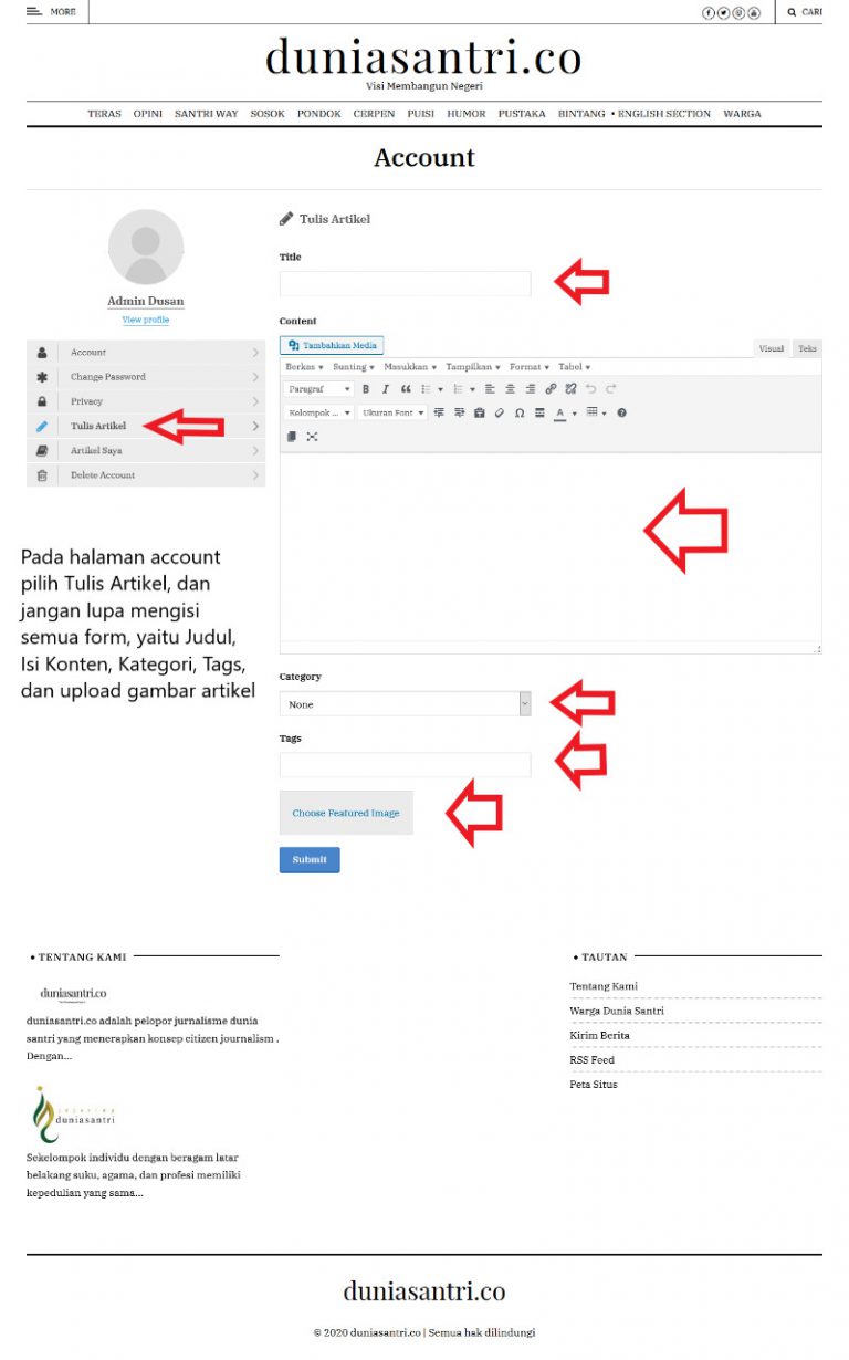 Kirim Tulisan - Dunia Santri